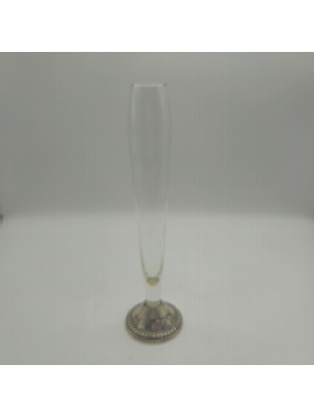 Vintage Duchin Creation Sterling Silver Weighted Etched Glass Bud Vase 9.5”